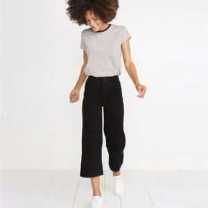 Marine Layer Tally Black Corduroy Wide Leg Cropped Pants Size 2